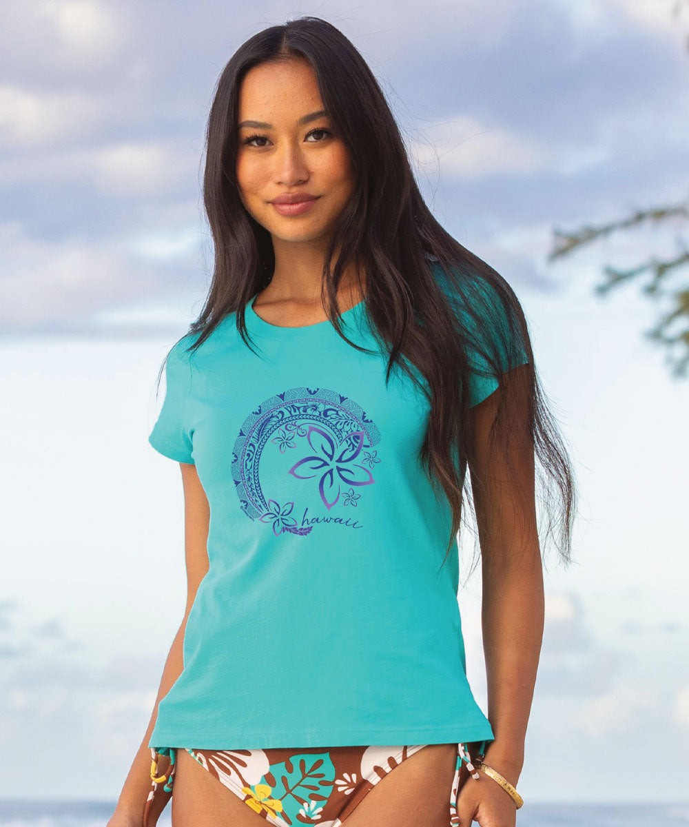 Circular Tribal Floral - Ocean Short Sleeve Pima T-Shirt