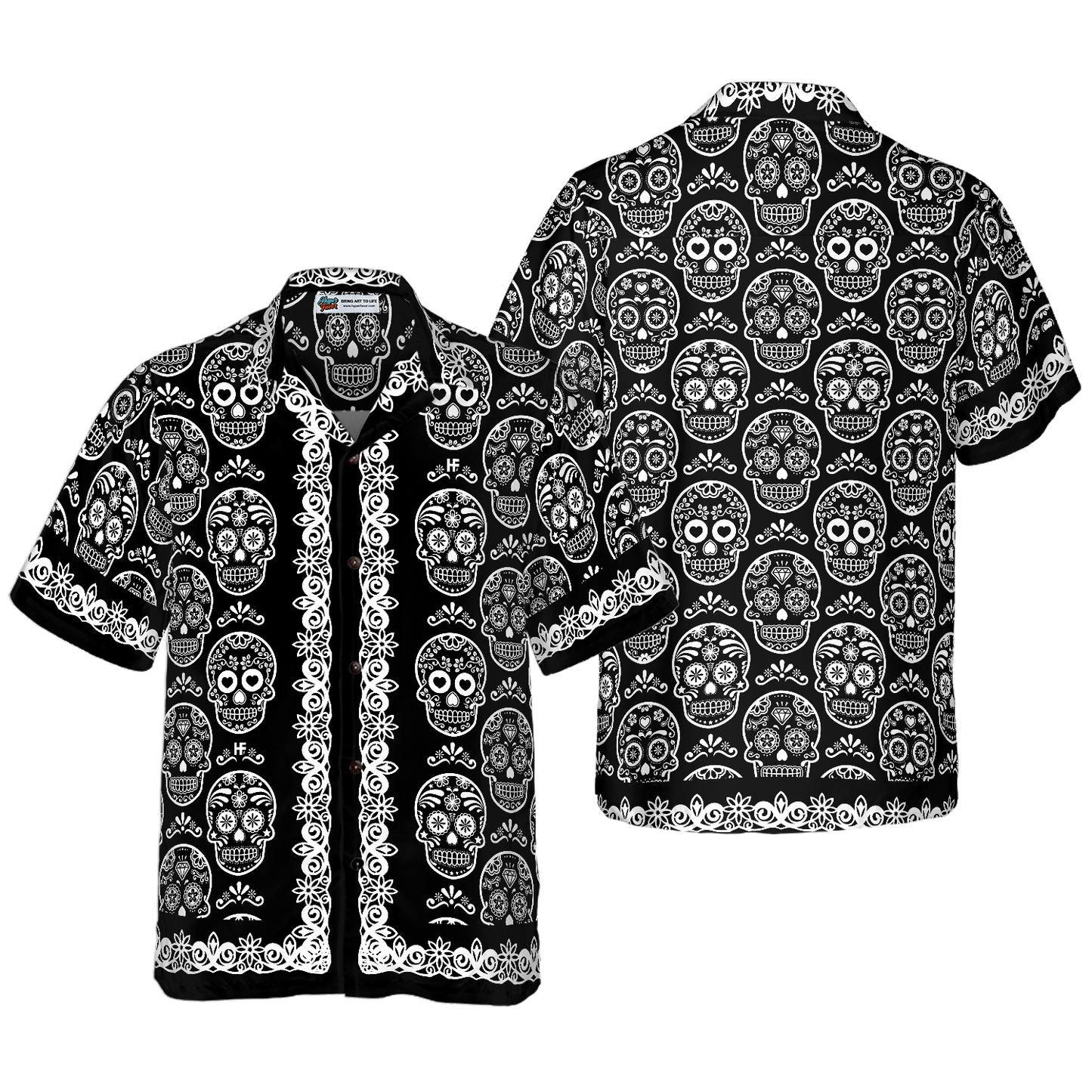 Mexican Sugar Skull On Black Hawaiian Shirt