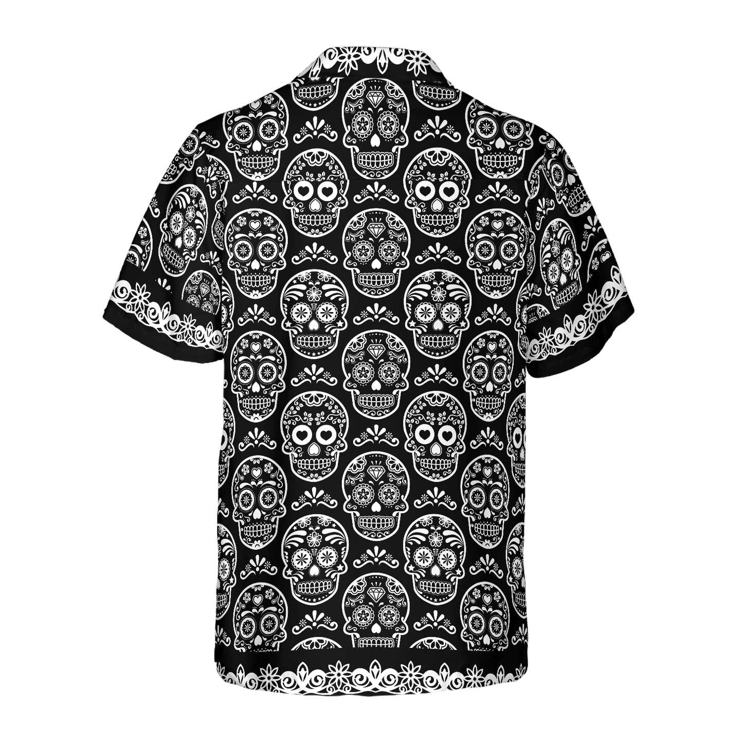 Mexican Sugar Skull On Black Hawaiian Shirt