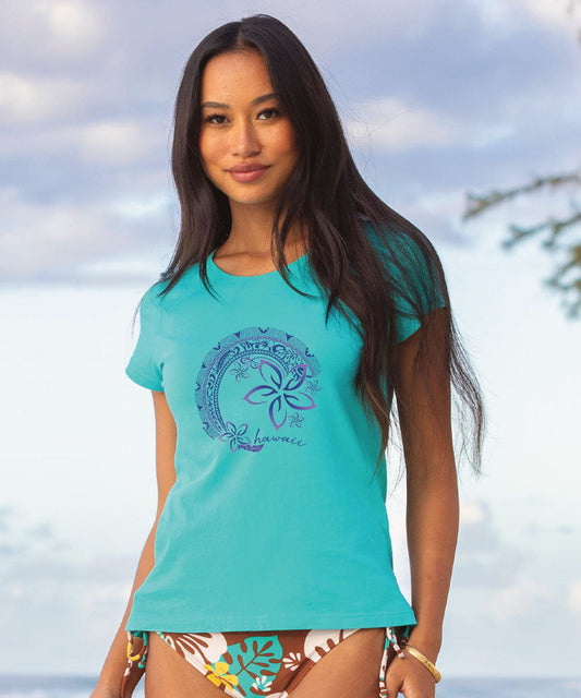 Circular Tribal Floral - Ocean Short Sleeve Pima T-Shirt