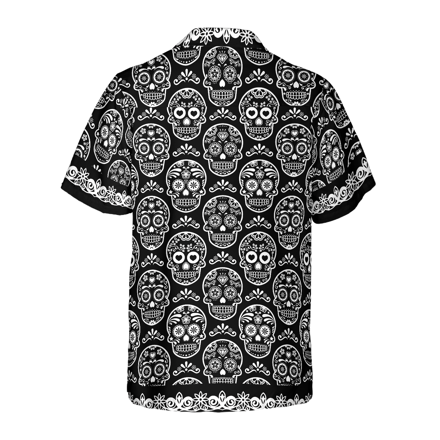 Mexican Sugar Skull On Black Hawaiian Shirt