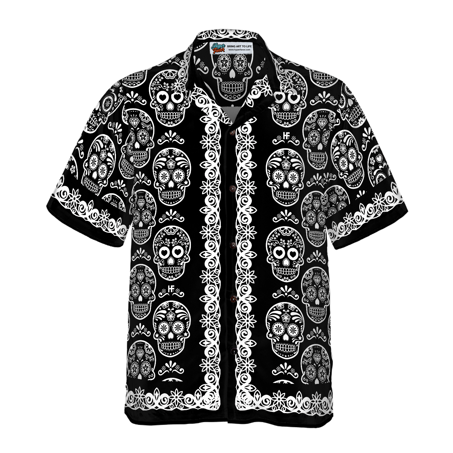 Mexican Sugar Skull On Black Hawaiian Shirt